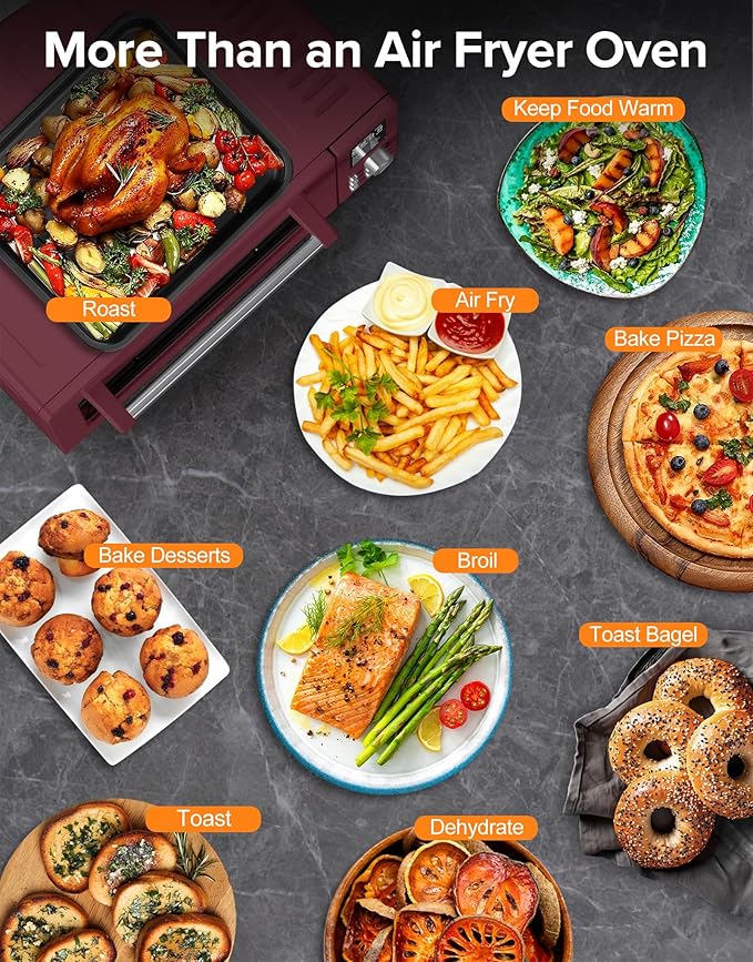 Nuwave Bravo Pro Smart Air Fryer Toaster Oven Combo, 12-in-1 Functions with Quicker & Even Crisp Technology, 1800W, 50-450°F, PFAS-Free, 21QT, Cinnamon