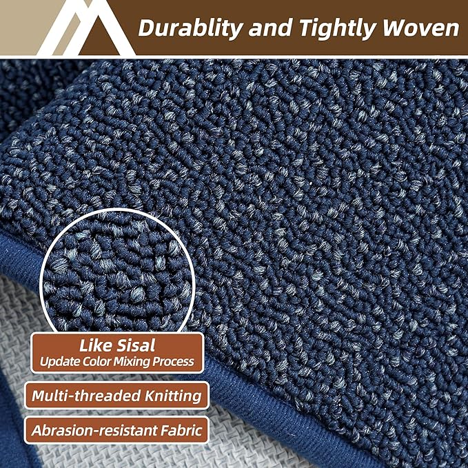 COSY HOMEER-Door-Mat 32"x48" Non Slip Absorbent Entryway Rugs Dirt Trapper Doormats Washable Entrance Mats Low Pile Welcome Floor Mat for Front Back Door and Entry Mats,Navy Blue