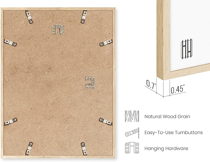 Haus and Hues 12x18 Natural Oak Wood Picture Frames Set of 15 - Premium Bulk Picture Frames 12x16 Bundle - Elegant Gallery Wall Frame Set for Posters, Art Display - Ideal for Wall Decor in Home &