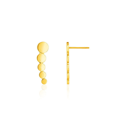 Boucles d'oreilles grimpantes en or jaune 14 carats avec cercles dégradés