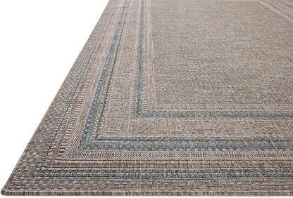 Loloi Amber Lewis Topanga Collection TOP-05 Natural/Teal 5'-3" x 7'-6" Indoor/Outdoor Area Rug