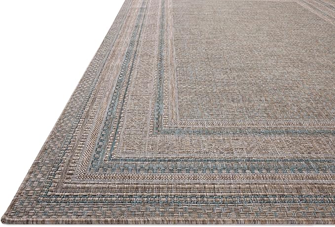 Loloi Amber Lewis Topanga Collection TOP-05 Natural/Teal 7'-10" x 10' Indoor/Outdoor Area Rug