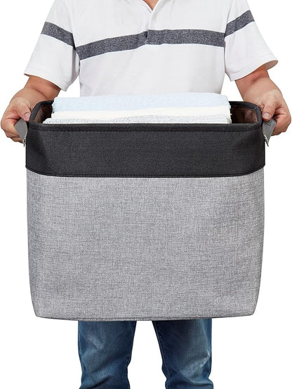 DECOMOMO Extra Large Storage Baskets 54.5L Fabric Storage Bins for Organizing Linen Closet, Toys, Nursery (Grey and Black, XXXL - 3 pack)