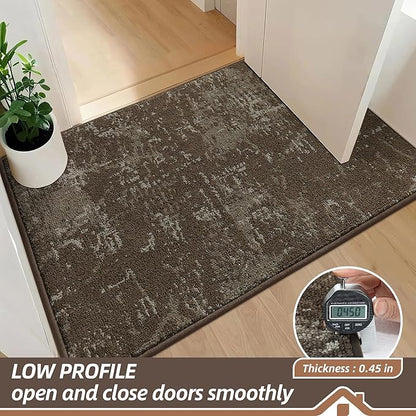 BEQHAUSE Dirt Trapper Door Mat 20"x32" Non-Slip Door Mats Washable Entryway Rugs Stain Resistant Doormat Absorbent Welcome Floor Mat for Front Back Door, Muddy Wet Shoes & Paws,Brown