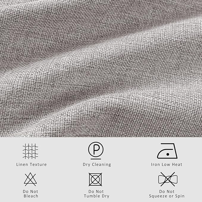 Macochico Pinch Pleated 100% Blackout Curtains Browish Grey Linen Curtains for Bedroom Living Room Farmhouse Thermal Insulated Window Panels Pleated Curtains with Hooks and Tieback 52”Wx72”L 1 Panel