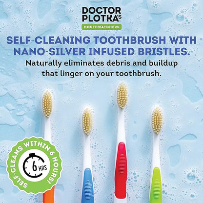 MOUTHWATCHERS Soft Flossing Manual Toothbrush for Adults, 2 Pack, Green, Ultra Clean, Good for Sensitive Teeth and Gums, by Dr. Plotka's