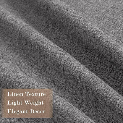 70" W x 108" L Faux Linen Room Divider Curtains, Full Blackout Pinch Pleated Drapes for Traverse Rod, Bedroom Divider Privacy Drapery with Hooks for Ceiling Track, 1 Panel, Gray