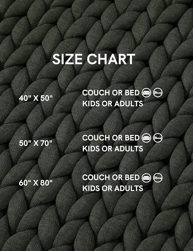 YnM Chunky Throw Blanket, Medium-Weight, Hand Knitted, Skin Friendly, Ventilated and Breathable, Machine Washable, Home Décor Piece for Couch, Sofa and Bed (Olive, 60x80 Inch)
