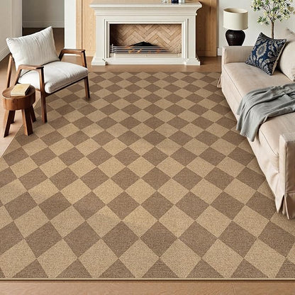 Lahome Checkered Easy Jute Rug, 9x12 Washable Dining Room Rug Indoor Outdoor Carpet, Farmhouse Neutral Non Slip Non Shedding Stain Resistance Floor Carpet for Patio Living Room Office