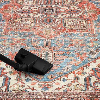 Keen Home Design 5x7 Rug - Machine Washable Area Rug with Non-Slip Backing, Ideal for Living Room, Dining Room, Bedroom - Vintage, Easy Clean, Durable, Low Pile Rug - (5' x 7')