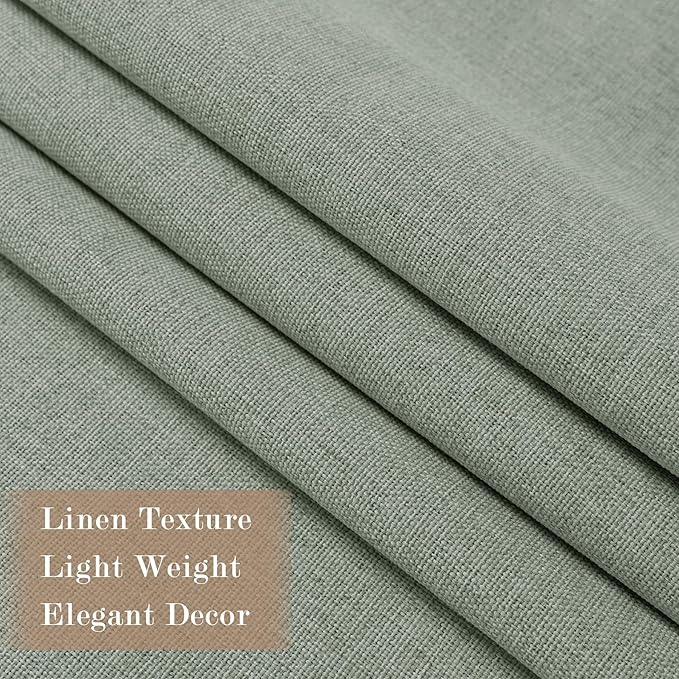 Full Blackout Privacy Curtains, 240 Inch Extra Wide Linen Blend Drapes, Pinch Pleat Window Drapery for Room Divider Storage/Space Room Separation, 1 Panel, W 240" x L 102", Fog Green