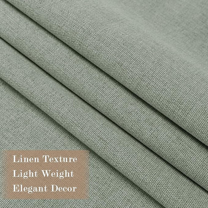 100" W x 96" L Faux Linen Room Divider Curtains, Full Blackout Pinch Pleated Drapes for Traverse Rod, Bedroom Divider Privacy Drapery with Hooks for Ceiling Track, 1 Panel, Fog Green