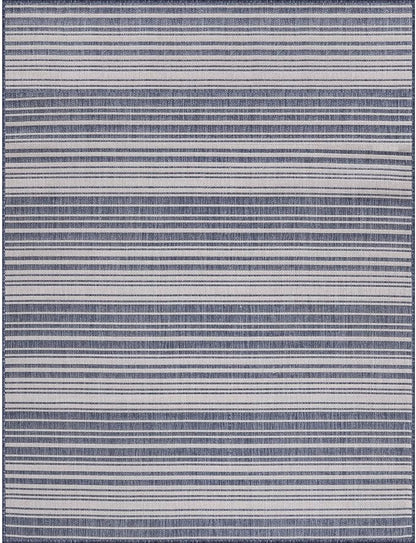 Stripe Outdoor Rug 5x7 Washable Outside Carpet for Indoor Patio Porch Waterproof Easy Cleaning Non Shedding Area Rugs Blue 5 x 7