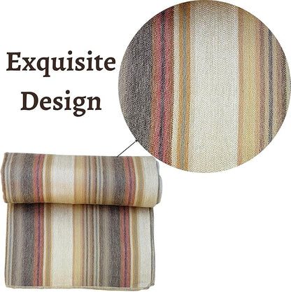 Alpaca Wool Throw Blanket | Super Soft, Lightweight, Breathable and Hypoallergenic | Non-Itchy or Scratchy (Beige Brown Varicolored, Queen (U.S. Standard))