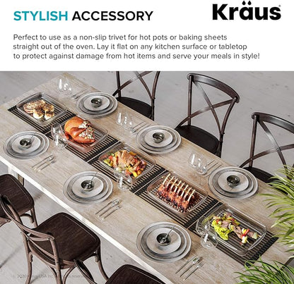 KRAUS Multipurpose Over-Sink Roll-Up Dish Drying Rack, Colander and Trivet in Aqua, KRM-10AQ