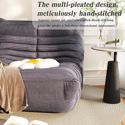 Bean Bag Chair, Lazy Floor Sofa Couch for Adults and Kids, Fireside Chair with Ergonomic Design, Memory Foam Lounge Chair for Living Room Bedroom, Office, Grey