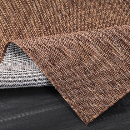 Washable Indoor Outdoor Rug 9x12 Weather Resistant Area Rugs Modern Solid for Porch Deck Balcony Backyard Patio Outside Carpet (9 X 12 Gold Brown)