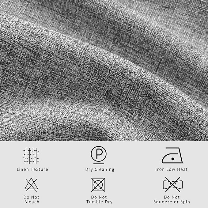 Macochico Extra Wide Full Blackout Linen Curtains for Sliding Door Light Grey Pinch Pleated Linen Curtains 96 Inches Long for Bedroom Living Room Farmhouse with Tieback 120”Wx96”L 1 Panel