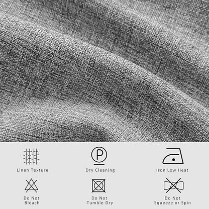 Macochico Extra Wide Full Blackout Linen Curtains for Sliding Door Light Grey Pinch Pleated Linen Curtains 96 Inches Long for Bedroom Living Room Farmhouse with Tieback 120”Wx96”L 1 Panel