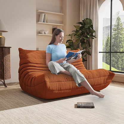 Bean Bag Chairs for Adults Giant Bean Bag Chair， 2 Seater with Memory Foam Filled Fireside Chair, Lazy Sofa Lounge Floor Sofa for Living Room, Bedroom, Office, No Assembly Required. (Orange)