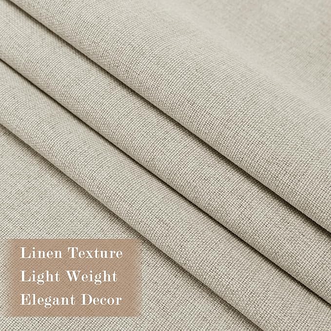 100" W x 84" L Faux Linen Room Divider Curtains, Full Blackout Pinch Pleated Drapes for Traverse Rod, Bedroom Divider Privacy Drapery with Hooks for Ceiling Track, 1 Panel, Ivory White