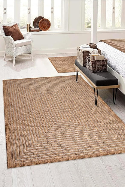 Adiva Rugs Outdoor Indoor Area Rug, Weather Resistant, Easy to Clean, Stain Resistant Floor Mat for Dining Room, Backyard, Deck, Patio (Wooden, 2' x 3')