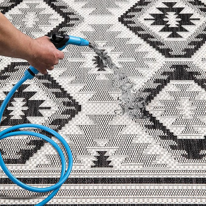 Keen Home Design Outdoor Runner Rug - 6x9 Washable Indoor/Outdoor Rug for Patio, Balcony, Kitchen, Garden, Beach, Deck and Porch. Size: 6'7" x 9'2"