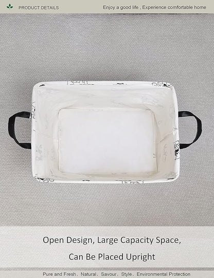 Rectangular Fabric storage box, decorative basket and finishing basket with handle are used for the storage of clothes, books and sundries (Bulldog) 14.9’’L ×10.2’’W×9.05’’H inches