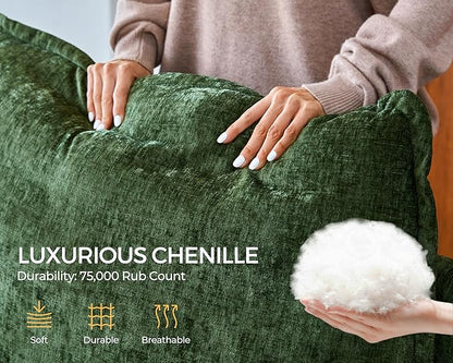 Oversized Modular Sofa Comfy Cloud Couch with Storage, Extra Deep Plush Sectional Sofa Set for Living Room, Covers Washable, Chenille, Olar (Green, 6-Seater with 2 Corners, u-Shaped)