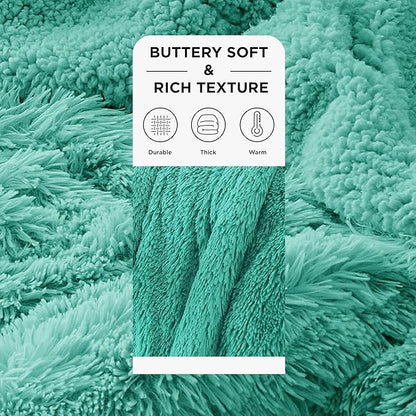 Bedsure GentleSoft Fluffy Aruba Blue King Size Blanket for Bed, Thick Soft Sherpa Faux Fur Fleece Bedding Fuzzy Plush Winter Warm Heavy Big Large King Blanket, Cozy Blue Gifts for Men Women, 108x90