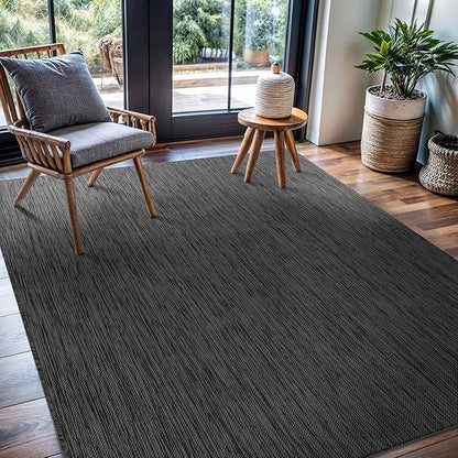 CAMILSON Outdoor Rug 8x10 Modern Area Rugs for Indoor and Outdoor Patios and Porches - Waterproof, Washable, Non-Shedding, Easy-to-Clean Outside Carpet (8 x 10, Solid - Dark Gray)