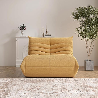 Bean Bag Chair, Memory Foam Bean Bag Sofa Large Bean Bag Chair for Adults, Bean Bag Chairs for Teens with High Density Comfortable Foam, Bean Bag for Living Room, Bedroom (Yellow)