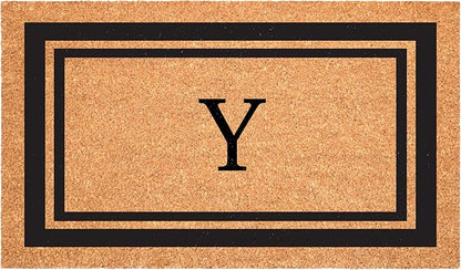 Calloway Mills 152962448 Black Border 24" x 48" Monogram Doormat (Letter Y)