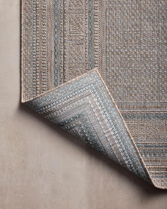 Loloi Amber Lewis Topanga Collection TOP-05 Natural/Teal 6'-7" x 9'-4" Indoor/Outdoor Area Rug