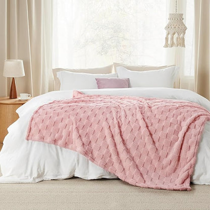 Bedsure GentleSoft Twin Blanket for Bed Blush Pink - Super Soft Cozy Blankets for Women Men Girls, Cute Fuzzy Fleece Throws for Bedroom Couch, 60x80 Inches