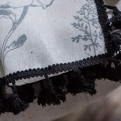 Sutuo Home Boho Curtain with Handmade Tassels, Rod Pocket Window Treatment Vintage Rustic Bohemian French Farmhouse Semi-Blackout Print Drape for Bedroom, 1 Panel 59" W x 84" L,Grey Floral