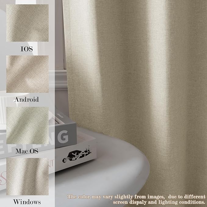 120" Wx96 L Linen Room Divider Drapes for Doorway/Glass Window/Sliding Door/Patio, Extra Wide Pinch Pleated Full Blackout Curtains for Girls Boys Teen Kids Room, 1 Panel, Beige