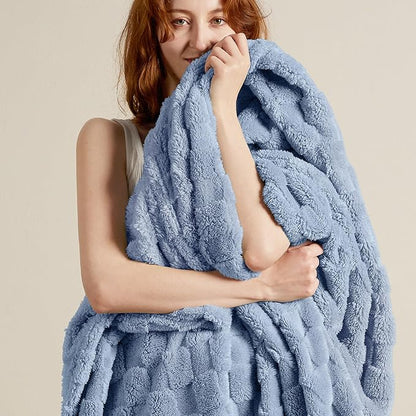 Bedsure GentleSoft Ashley Blue Twin XL Blanket for Bed - Super Soft Cozy Fleece Blankets for Women, Cute Throws for Girls, Dorm Room Essentials for Girls Teens Back to School, 66x90 Inches