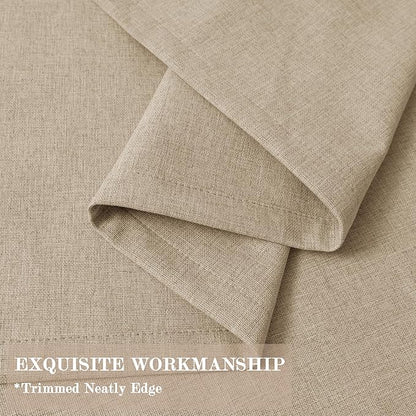 Full Blackout Privacy Curtains, 240 Inch Extra Wide Linen Blend Drapes, Pinch Pleat Window Drapery for Room Divider Storage/Space Room Separation, 1 Panel, W 240" x L 96", Sand Beige