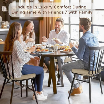 Codi Dining Chair Cushions 4 Pack, Thick Chairs Pads for Indoor Kitchen Room - Washable, Non-Slip Seat Cushion with Ties, 16.5"x16.5"x 3.5", Set of 4, Beige