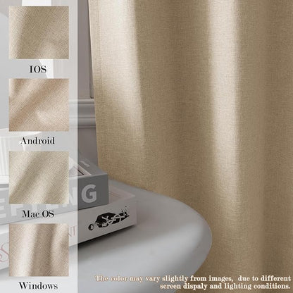 Sand Beige Pinch Pleat 100% Blackout Drapes Linen Blend, Room Divider, Room Darkening, Energy Saving, Furniture Protecting, Light Blocking Extra Wide Privacy Curtains, 200Wx108L, 1 PC