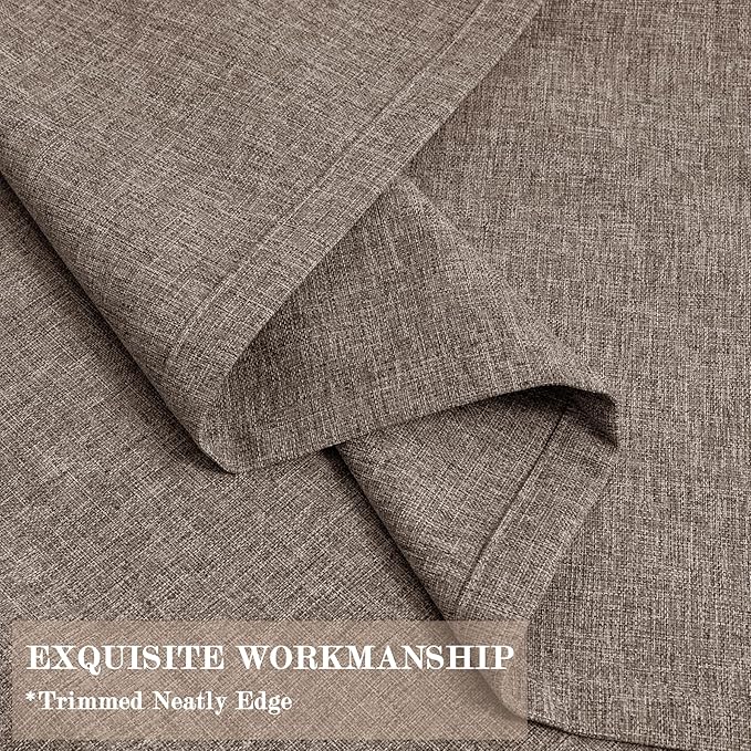 Extra Wide 100% Blackout Linen Textured Curtains - Room Dividers, W200 x L84 (1 Panel), Pinch Pleat Drapes for Living Room, Full Light Block Out Drapery for Sliding Door, Light Brown