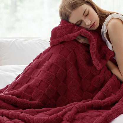 Bedsure GentleSoft Red Throw Blanket for Couch - Super Soft Cozy Blankets Gifts for Women Men Girls, Cute Small Fleece Throws for Bedroom Home Decor, 50x70 Inches