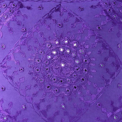 Eyes of India Embroidered Decorative Boho Throw Pillow Cover with Mirrors, Handmade Bohemian Accent Cushion Case for Sofa Couch Bedroom Living Room (Purple, 24" x 24")