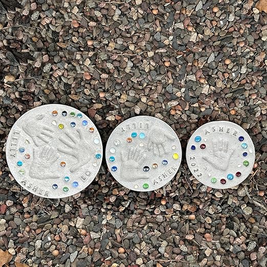 Large DIY Stepping Stone Kit, Handprint Stepping Stone, Mother's Day Gift, Footprint Stepping Stone (14 Inch)