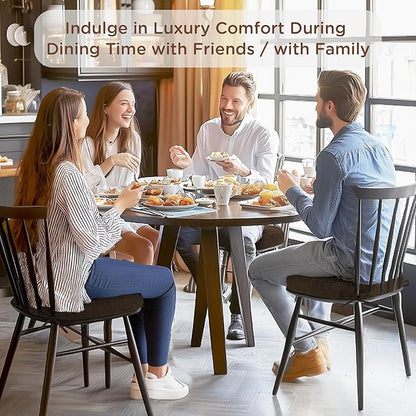 Codi Dining Chair Cushions 4 Pack, Thick Chairs Pads for Indoor Kitchen Room - Washable, Non-Slip Seat Cushion with Ties, 16.5"x16.5"x 3.5", Set of 4, Brown