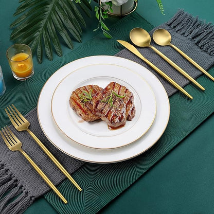 Matte Gold Silverware Set, OGORI 30-Piece Food Grade Stainless Steel Gold Flatware Set, Kitchen Utensil Set Service for 6, Tableware Cutlery Set for Home and Restaurant, Dishwasher Safe - Gift Box