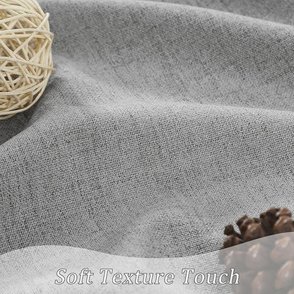 RAIN CITY Grey Linen Blackout Curtains 63 Inches Long,100% Light Blocking Textured Curtains for Bedroom Thermal Back Tab Rod Pocket Curtains 2 Panels with Hooks 50 x 63