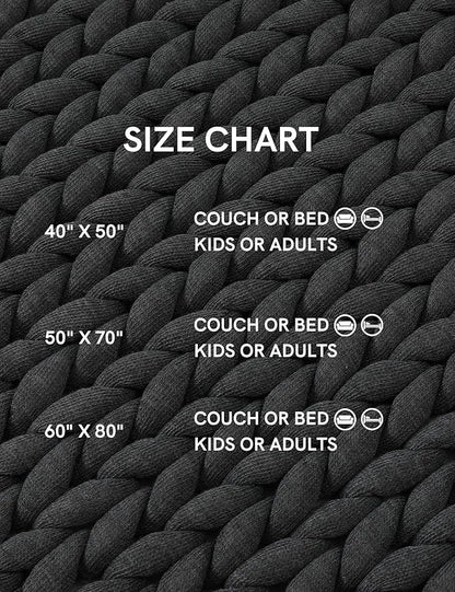 YnM Chunky Throw Blanket, Medium-Weight, Hand Knitted, Skin Friendly, Ventilated and Breathable, Machine Washable, Home Décor Piece for Couch, Sofa and Bed (Charcoal Grey, 40x50 Inch)