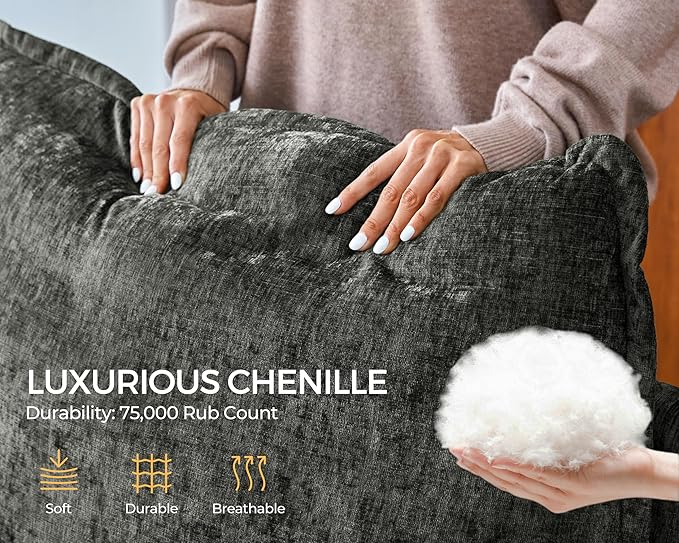 Oversized Modular Sofa Comfy Cloud Couch with Storage, Extra Deep Plush Sectional Sofa Set for Living Room, Covers Washable, Chenille, Olar (Grey, 6-Seater with 2 Corners, u-Shaped)
